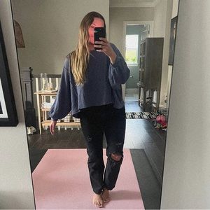 Free People Balloon Sleeves Purple Sweater